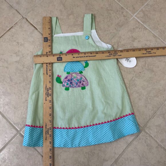 Mulberry St. Dress Little Girls Size 4 Jumper Dress Appliqué’ Turtles NWT! USA - Picture 6 of 9